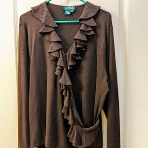 Ralph Lauren brown silk/cashmere blend sweater 2X